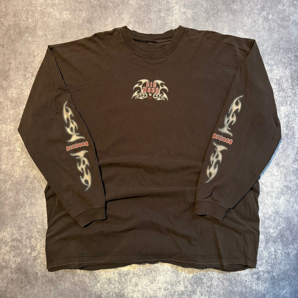 Vintage Big Dogs‎ Mens Black Tribal Graphic Long Sleeve T-Shirt Size XXL 2XL Y2K - Picture 3 of 7